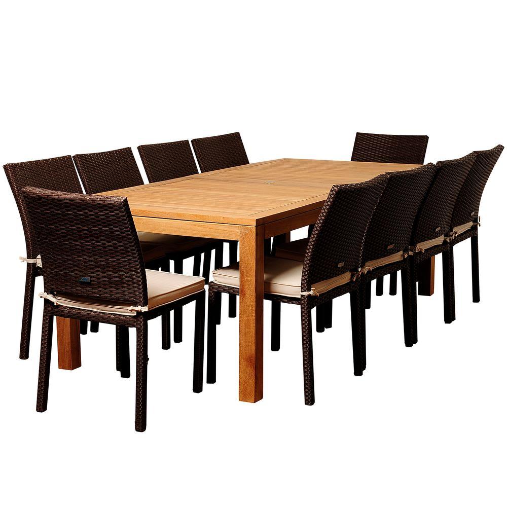 Amazonia Zonder 11Piece Teak Rectangular Patio Dining Set with Off