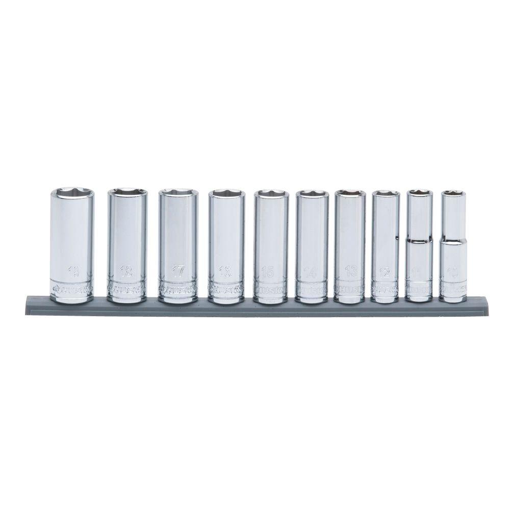 Husky 3/8 in. Drive Deep Metric Socket Set (10Piece)H3DDPMM10PCSR