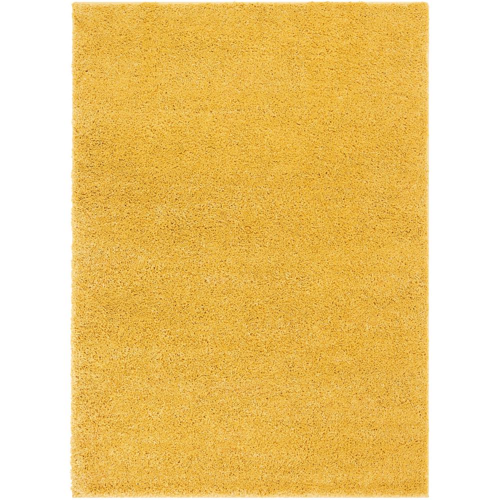 Well Woven Madison Shag Piper Solid Plain Yellow 5 ft. 3 in. x 7 ft. 3 in. Area Rug79115 The
