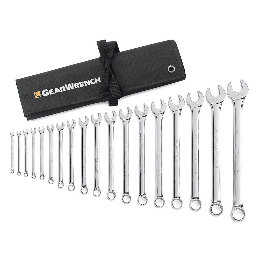 GearWrench SAE Combination Wrench Set with Roll (18Piece)81917 The