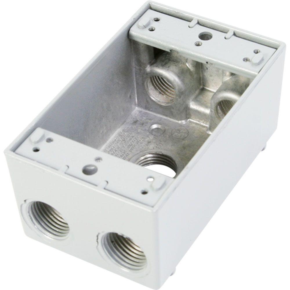 Greenfield 1 Gang Weatherproof Electrical Outlet Box With Five 12 In Holes White B25ws The 7408