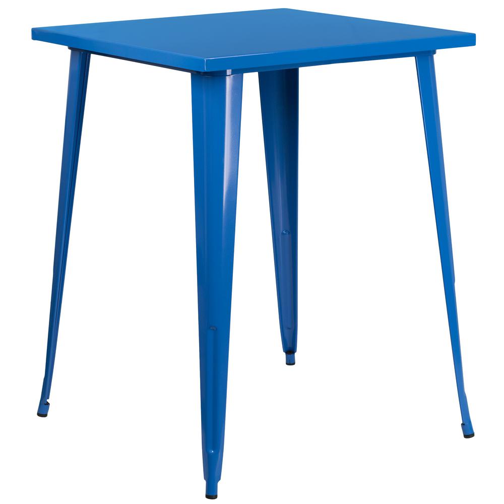 Flash Furniture Blue Square Metal Outdoor Bistro Table Ch5104040bl Flash Furniture Blue Square Metal Outdoor Bistro Table