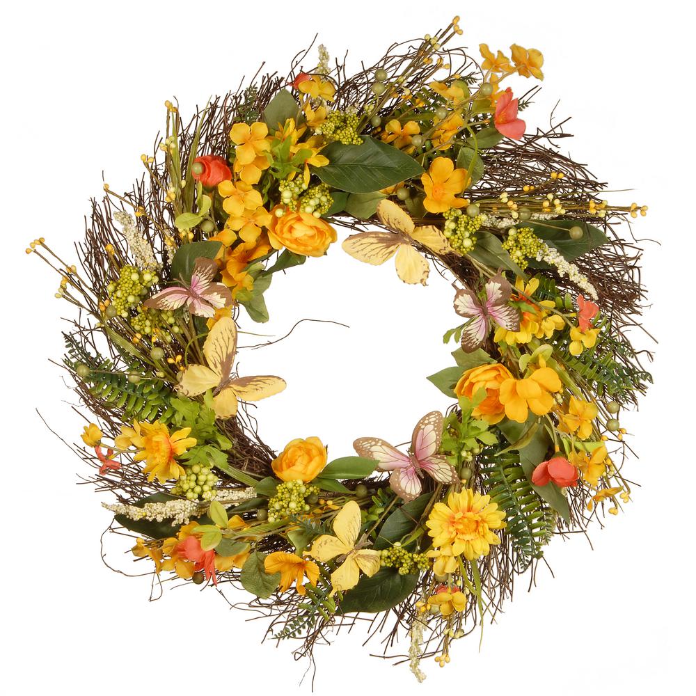 24 In Decorative Spring Wreath Jr15 Js33464 The Home Depot