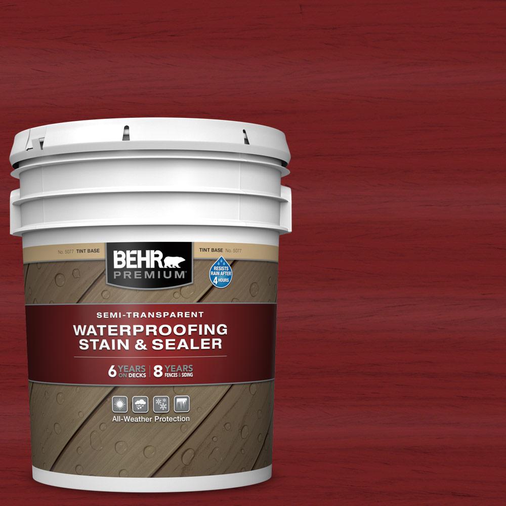 BEHR Premium 5 gal. ST112 Barn Red SemiTransparent Waterproofing