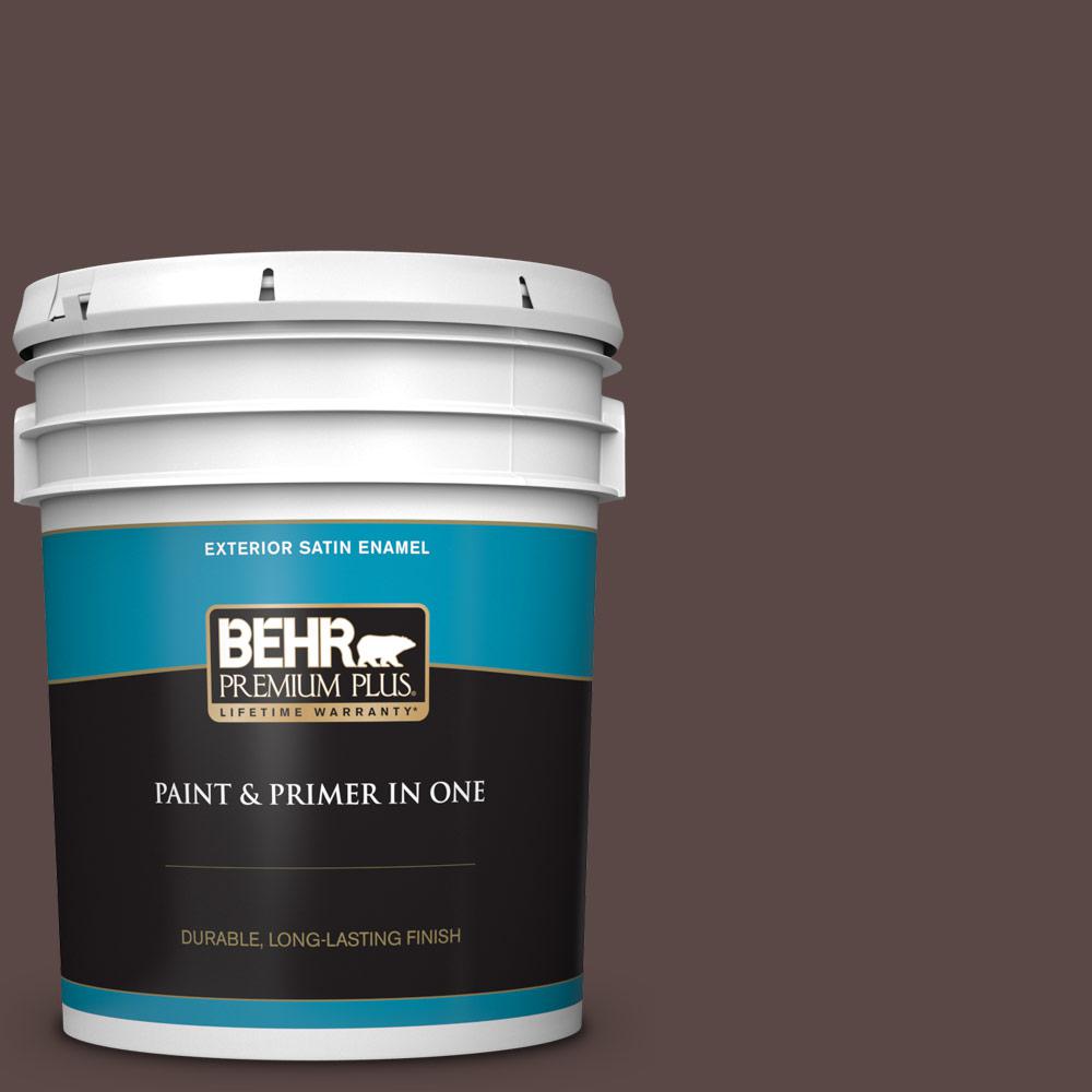 BEHR Premium Plus 5 gal. 750B7 Thick Chocolate Satin Enamel Exterior