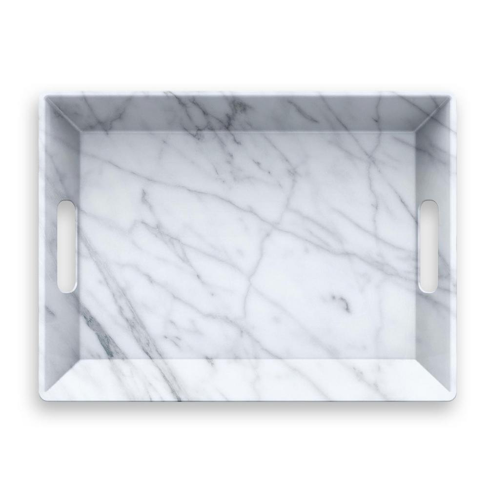 Tar Hong Direct Carrara Handle Melamine Serve Tray, Gloss