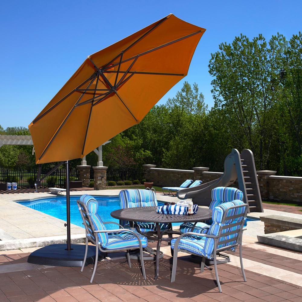 Island Umbrella Santiago 10 Ft Octagonal Cantilever Patio Umbrella In Terra Cotta Sunbrella Acrylic Nu6400ts The Home Depot