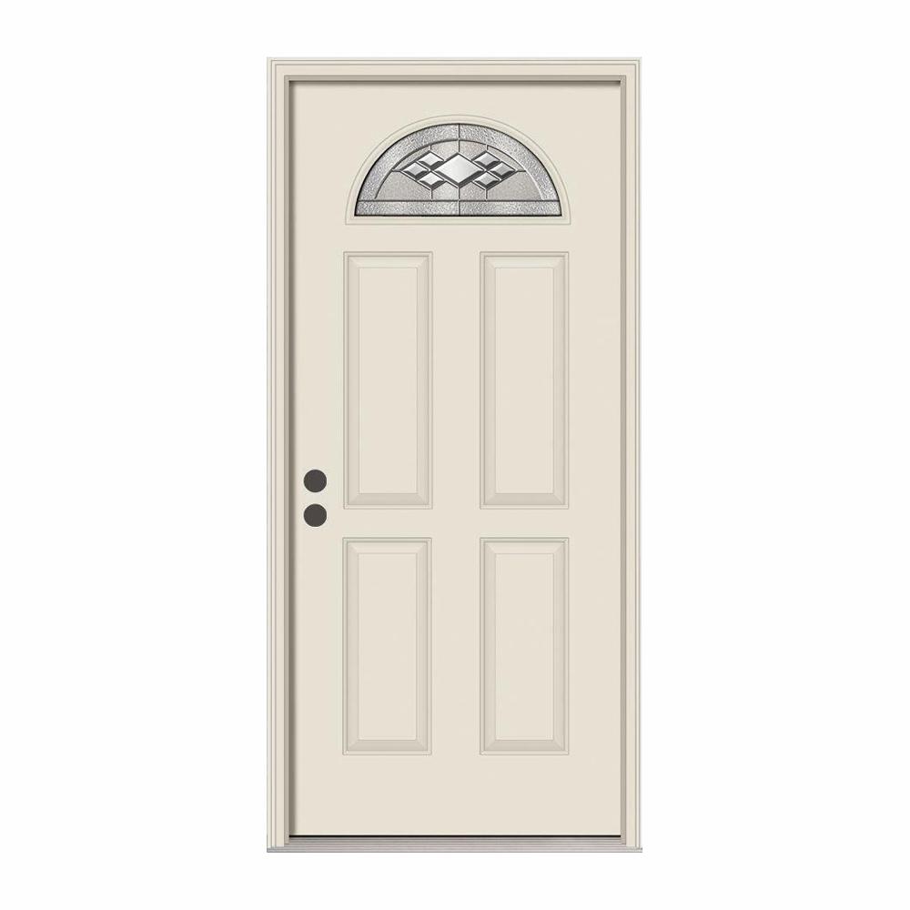 Jeld Wen 36 In X 80 In Fan Lite Kingston Primed Steel Prehung Right Hand Inswing Front Door W Brickmould Thdjw166700593 The Home Depot