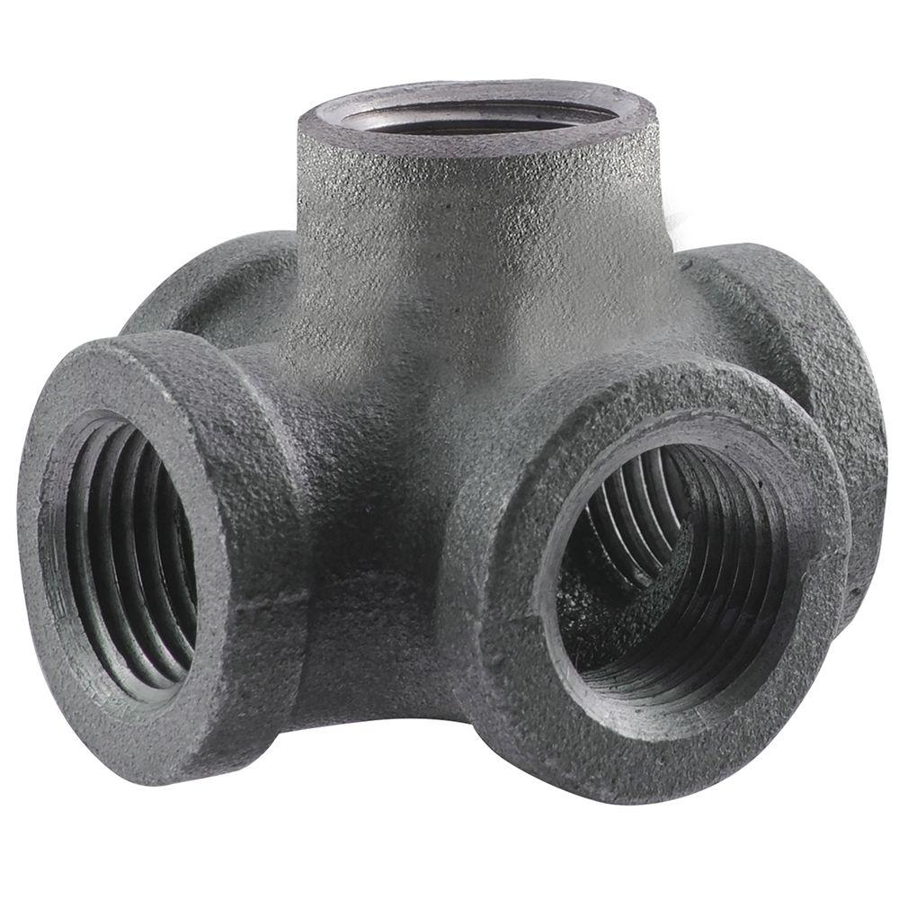 LDR Industries Pipe Decor 1/2 inch Black Iron Cross with Side Outlet Industrial... by LDR Industries