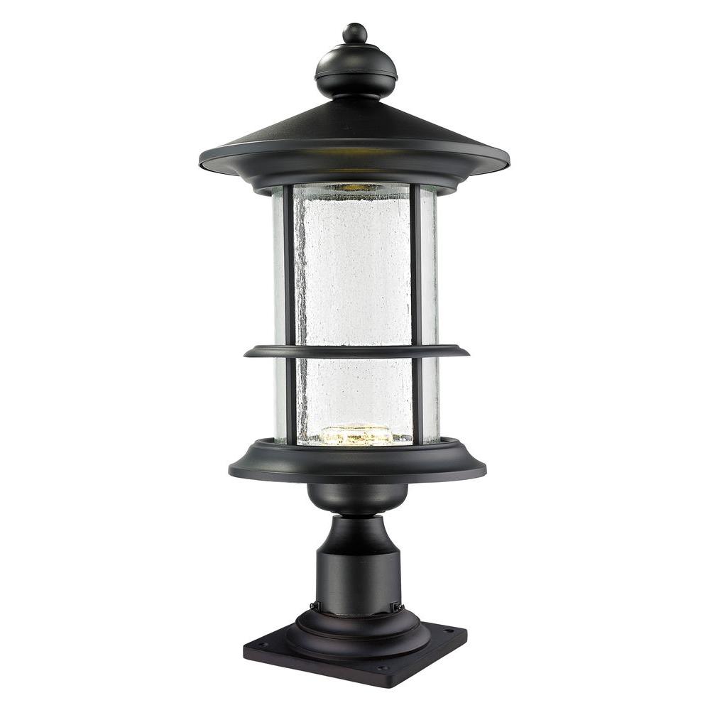 Filament Design Burnim 1 Light Outdoor Black Integrated Led Pier Filament Design Burnim 1 Light Outdoor Black Integrated Led Pier Mount With Clear Seedy Glass