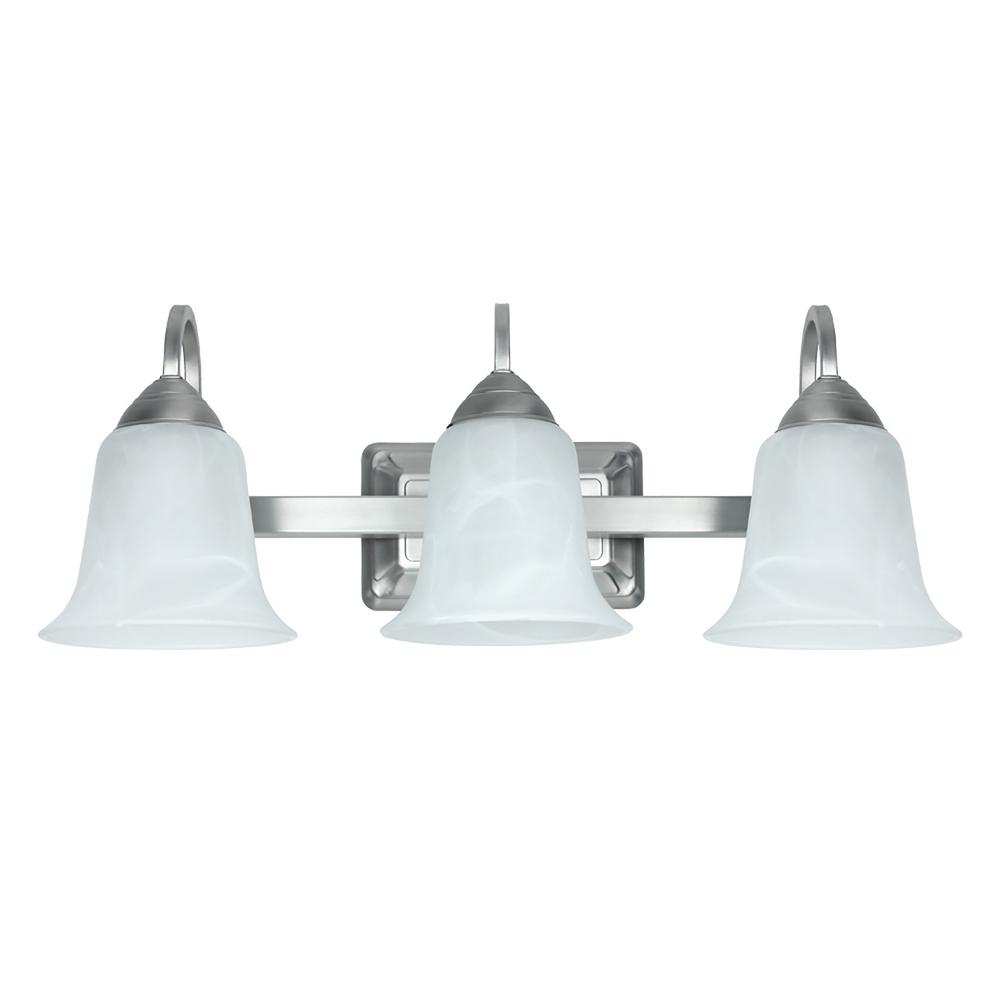 Feit Electric 3 Light 24 Watt Warm White 3000k Brushed Nickel Integrated Led Bath Vanity Light Fixture 73802 The Home Depot