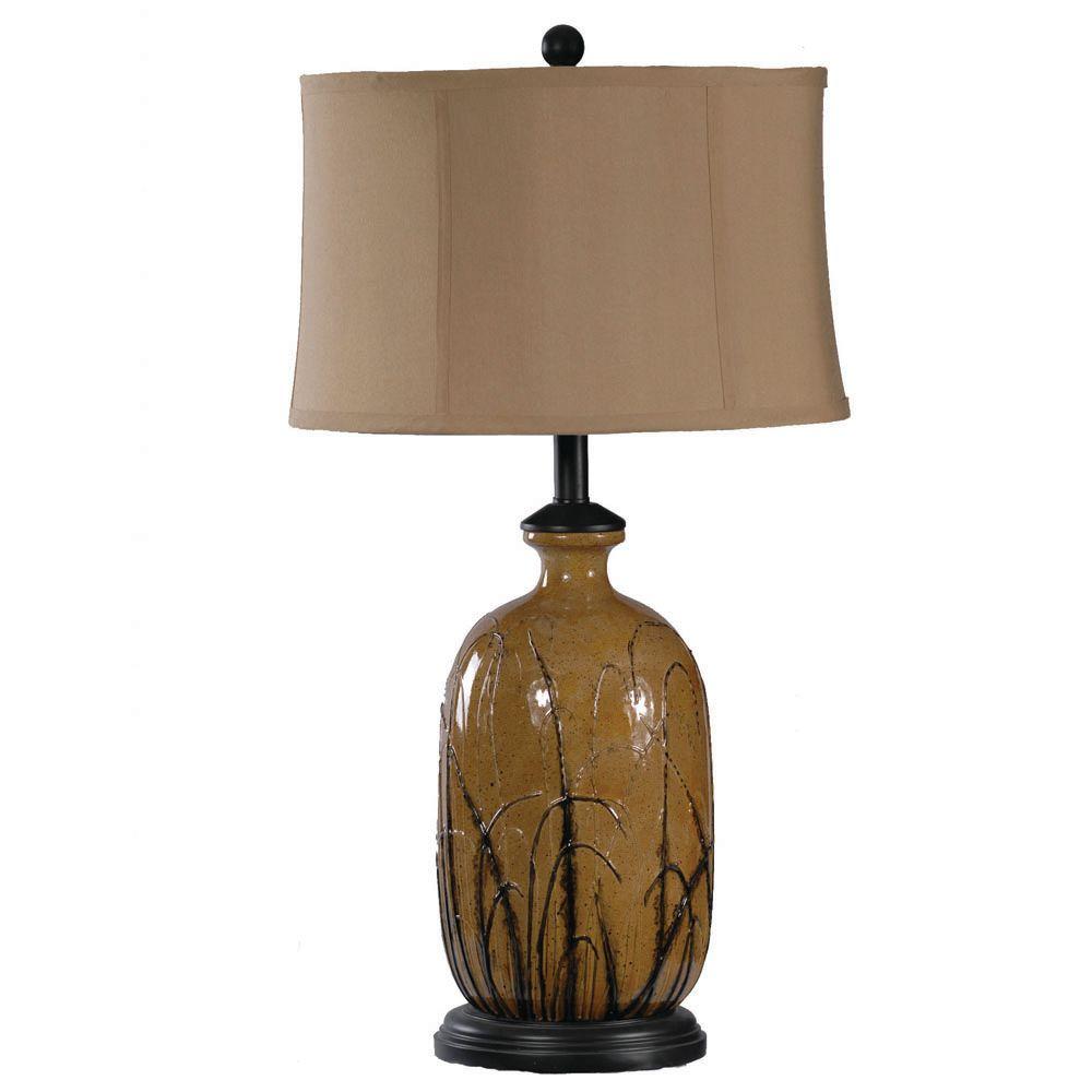 Absolute Decor 29 25 In Toffee And Black Hand Painted Grass Pattern Toffee And Black Hand Painted Grass Pattern Ceramic Table Lamp