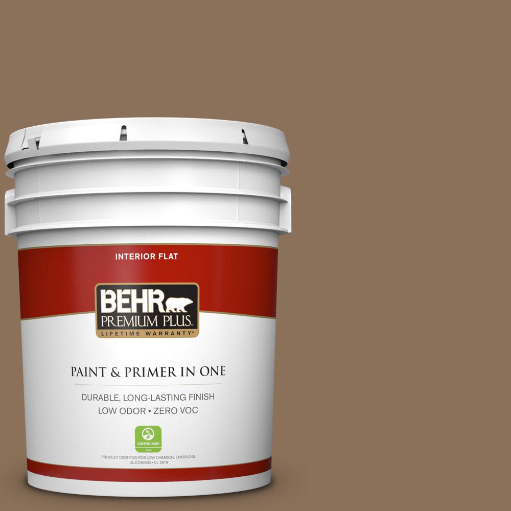 BEHR Premium Plus 5 gal. 280F6 Sweet Brown Flat Zero VOC