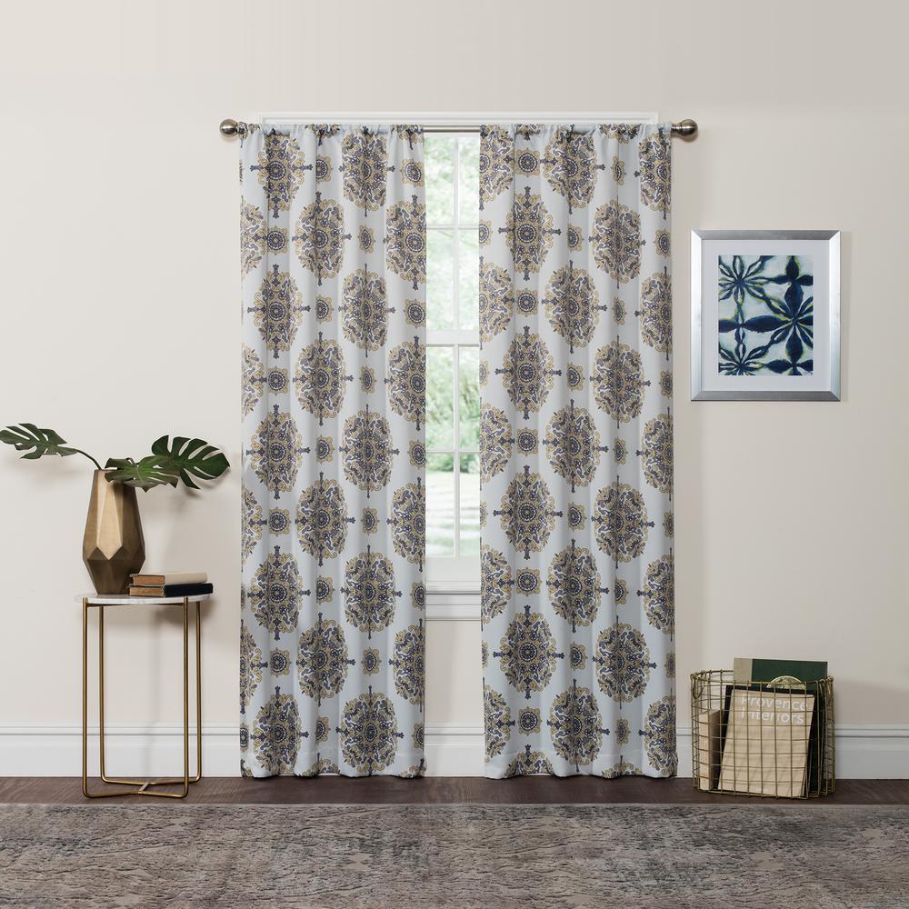 Eclipse Blackout Olivia 84 in. L Yellow Rod Pocket Curtain