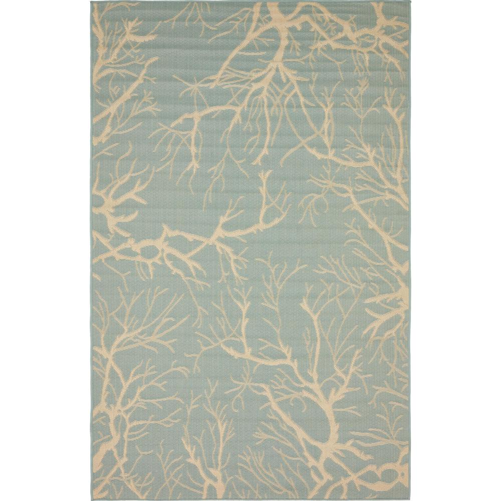 Unique Loom Outdoor Branch Light Blue 5 0 X 8 Area Rug