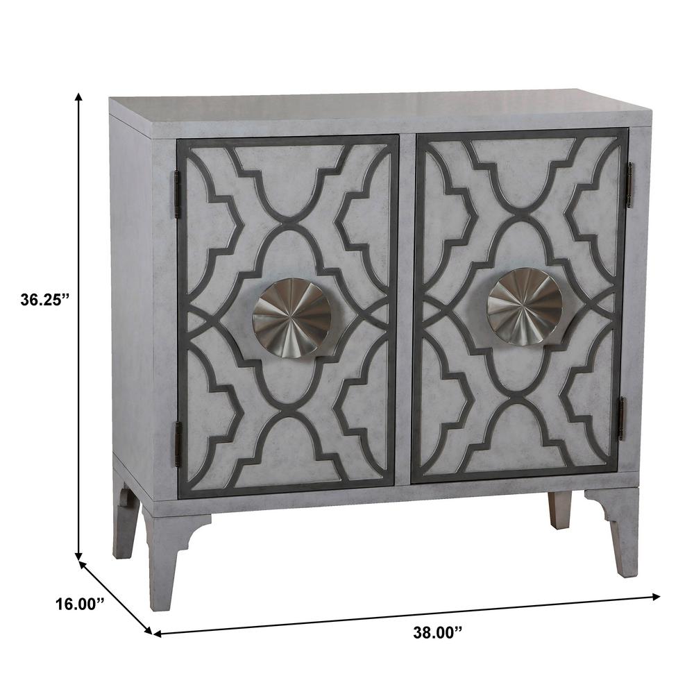 Homefare Moroccan Pattern Storm Grey 2 Door Accent Chest Ds D229