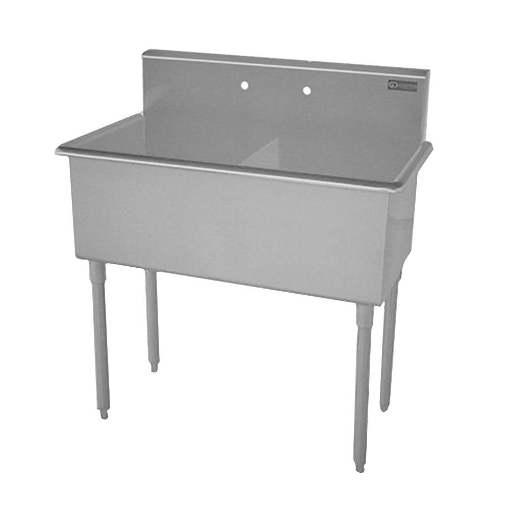 Griffin Products T Series Freestanding Stainless Steel 39x21 5x42 In 2 Hole Double Bowl Scullery Sink