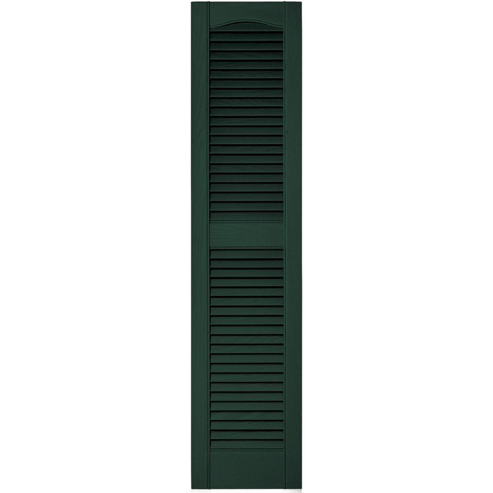 Builders Edge 12 in. x 52 in. Louvered Vinyl Exterior Shutters Pair in