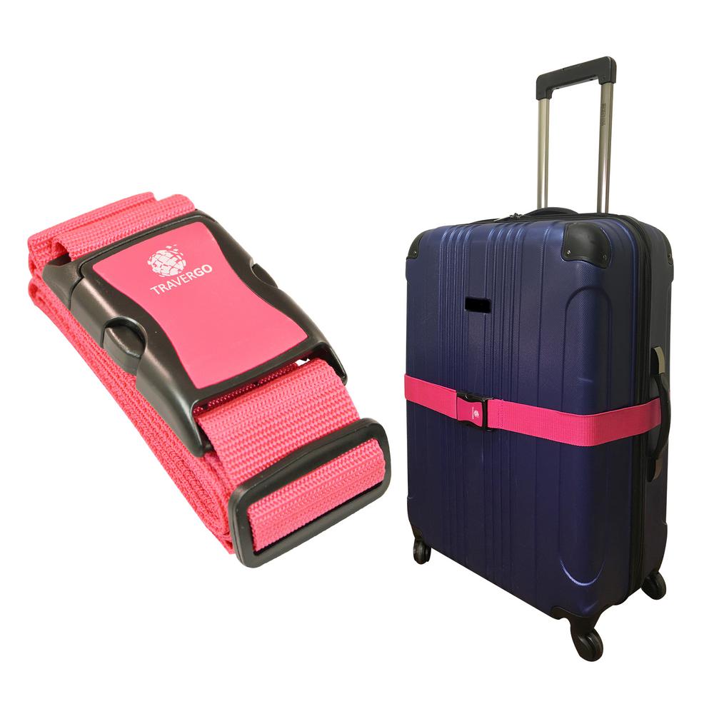 pink and green luggage with wheels