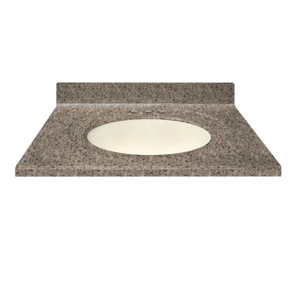 Us Marble 31 In Cultured Granite Vanity Top Mountain Color With Cultured Granite Vanity Top In Mountain Color With Integral Backsplash And