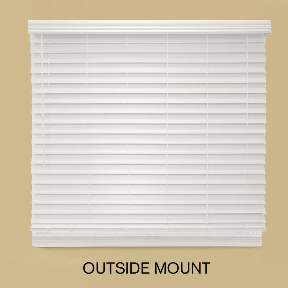 Home Decorators Collection Cut To Size White Cordless Room Darkening Premium Faux Wood Blind With 2 1 2 In Slats 35 In W X 64 In L 10793478361892 The Home Depot