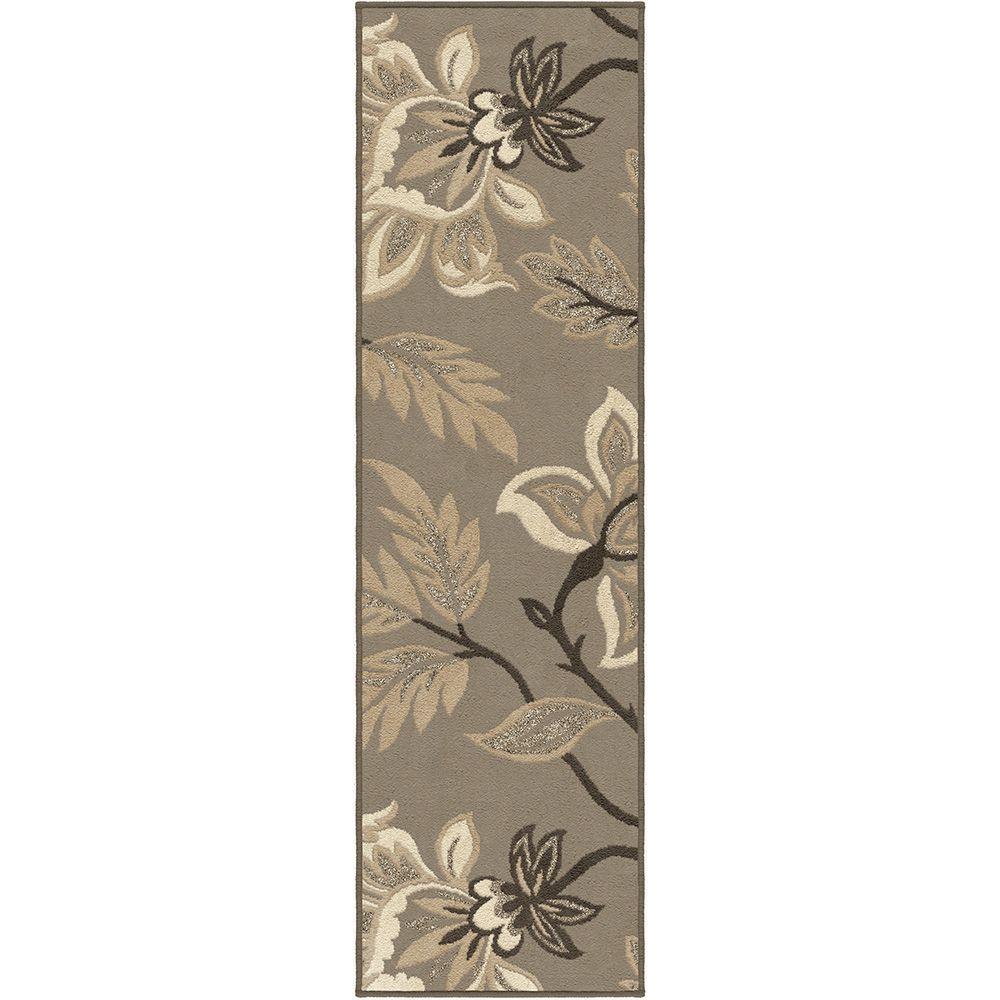 Floral Fairlyland Taupe 2 ft. x 8 ft. Indoor Runner Rug298666 The