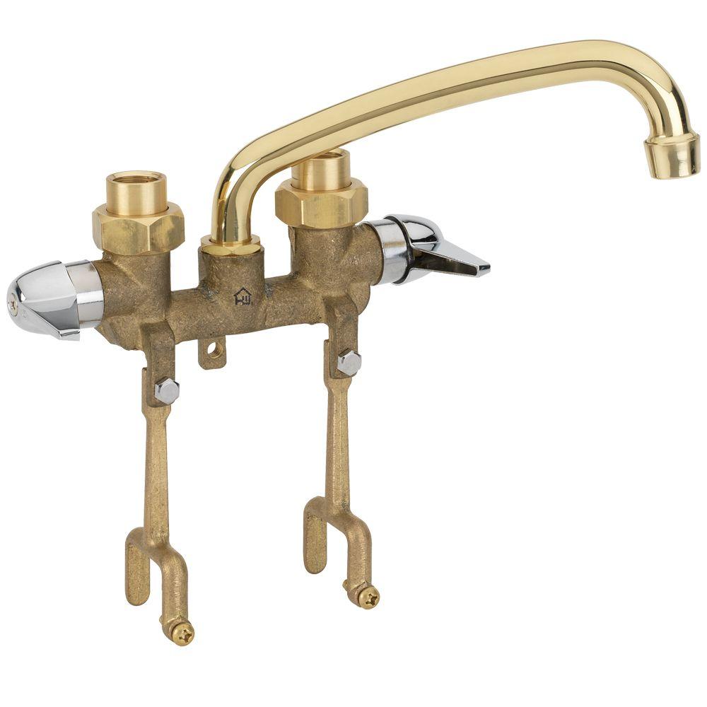 Homewerks Worldwide 2 Handle Laundry Tray Faucet With Straddle Legs In Rough Brass