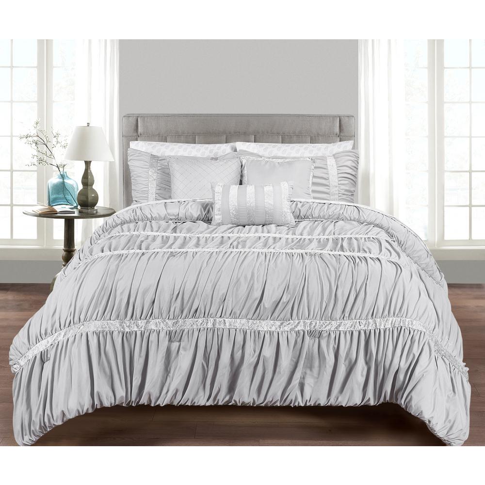 Morgan Home Francis 10 Piece Grey Queen Comforter Set