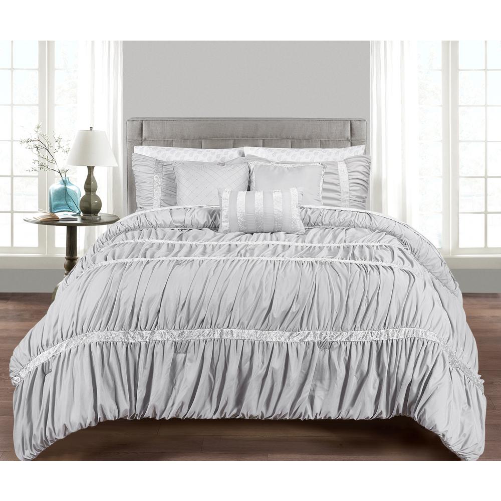 Morgan Home Francis 10-Piece Grey Queen Comforter Set M592362 - The ...