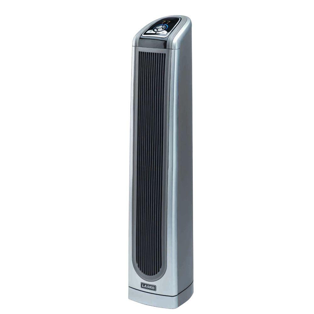 Lasko Tower 23 In 1500 Watt Electric Ceramic Oscillating Space Heater With Digital Display And Remote Control 5160 The Home Depot
