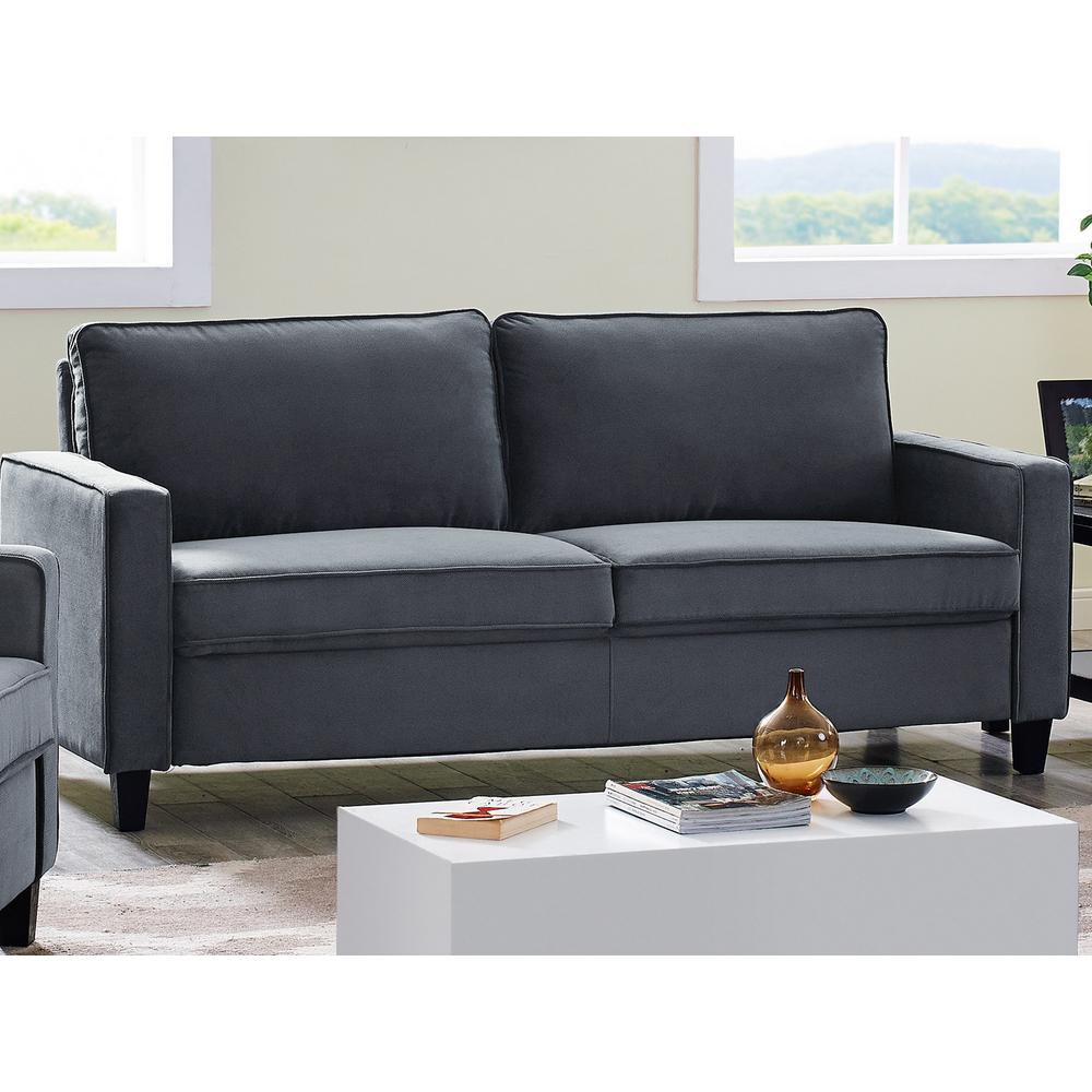 Lifestyle Solutions Garren Microfiber Sofa With Track Arms In Grey