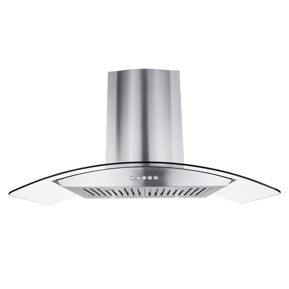 Cosmo 36 in. Ducted Wall Mount Range Hood in Stainless Steel with LED
