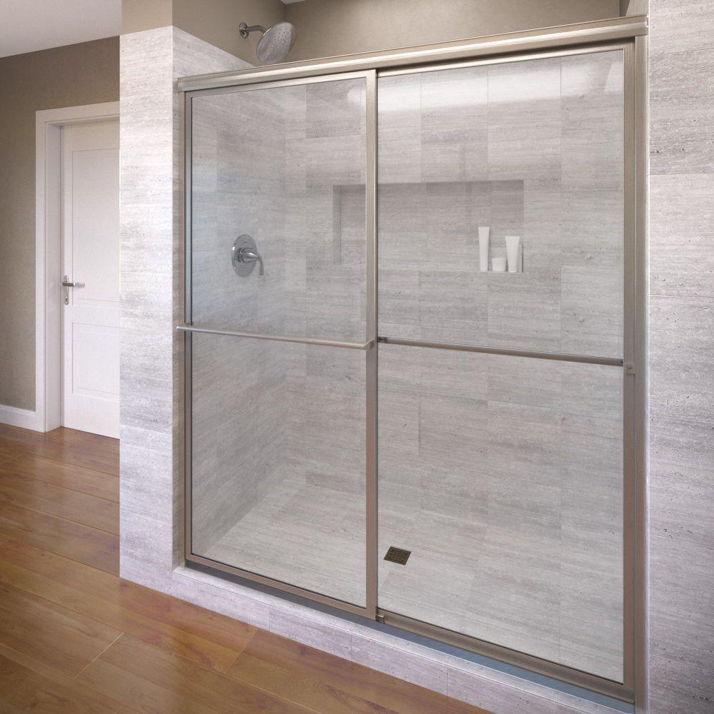 brushed nickel shower door framed framed sliding shower basco deluxe 54 in 7112 door in brushed nickel shower door framed framed sliding shower basco deluxe 54 in 7112 door in