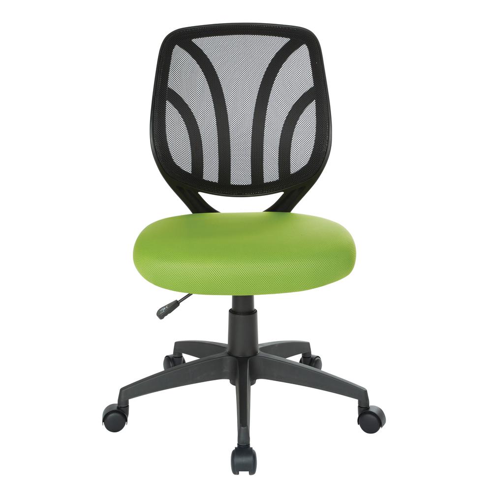 Office Star Products Green Mesh Screen Back Armless Task Chair With