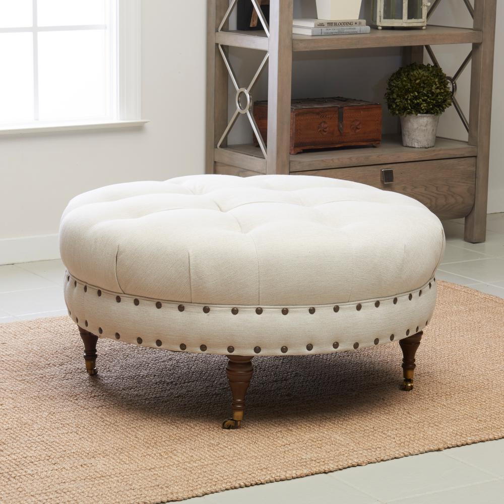 Klaussner Furniture Ottomans Living Room The Home Depot Janelle Beige Ottoman