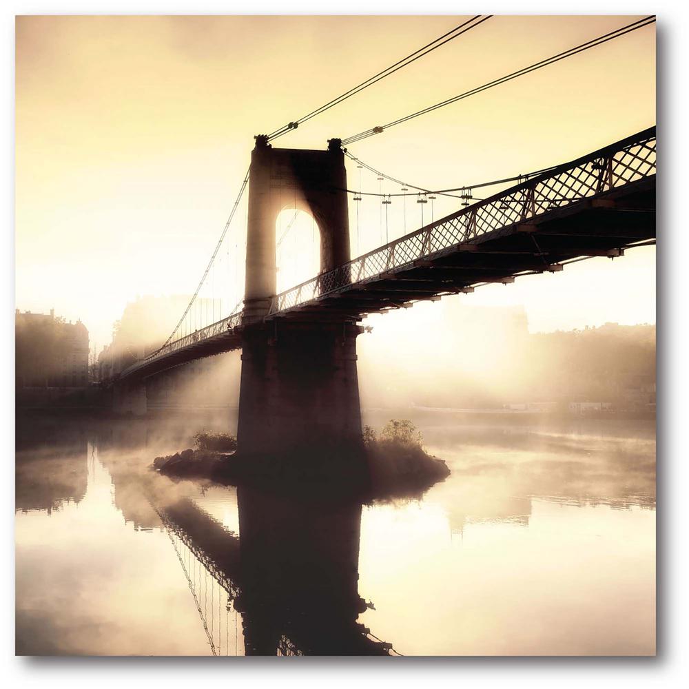 Courtside Market Footbridge in the Setting Sun Gallery-Wrapped Canvas Nature Wall Art 24 in. x 24 in., Multi Color was $115.0 now $64.03 (44.0% off)