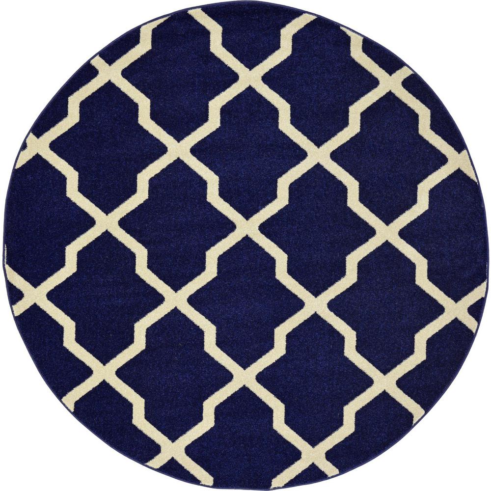 Unique Loom Trellis Navy Blue 6 ft. x 6 ft. Round Area Rug3116740 The Home Depot