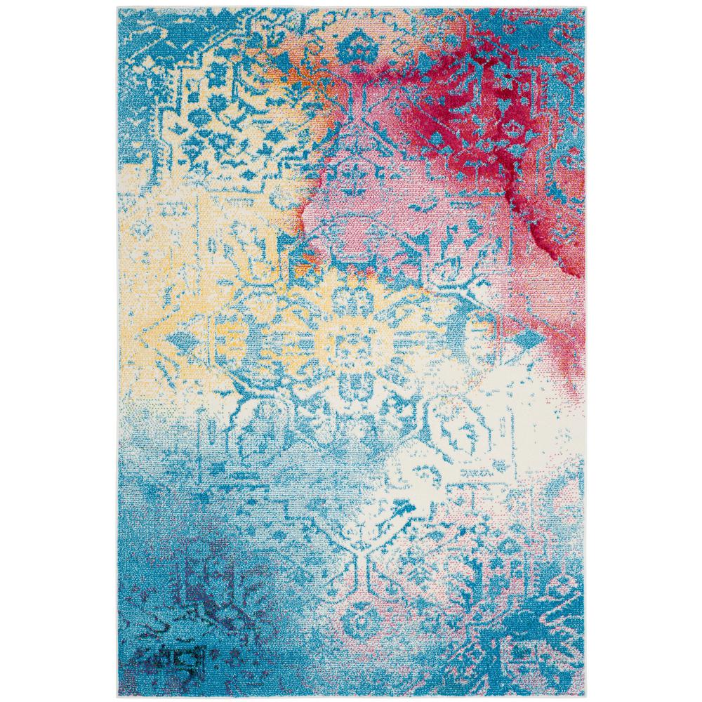 Safavieh Watercolor Light Blue Yellow 5 Ft X 8 Area Rug