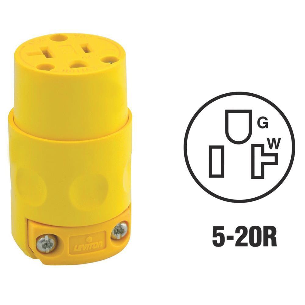Leviton 20 Amp 125-volt Grounding Connector Yellow-520cv