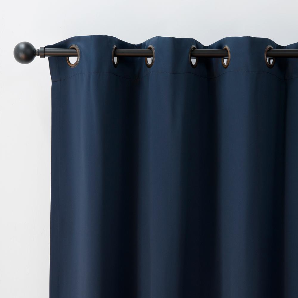 100 In X 84 In Flame Retardant Blackout Curtain Panel In Navy