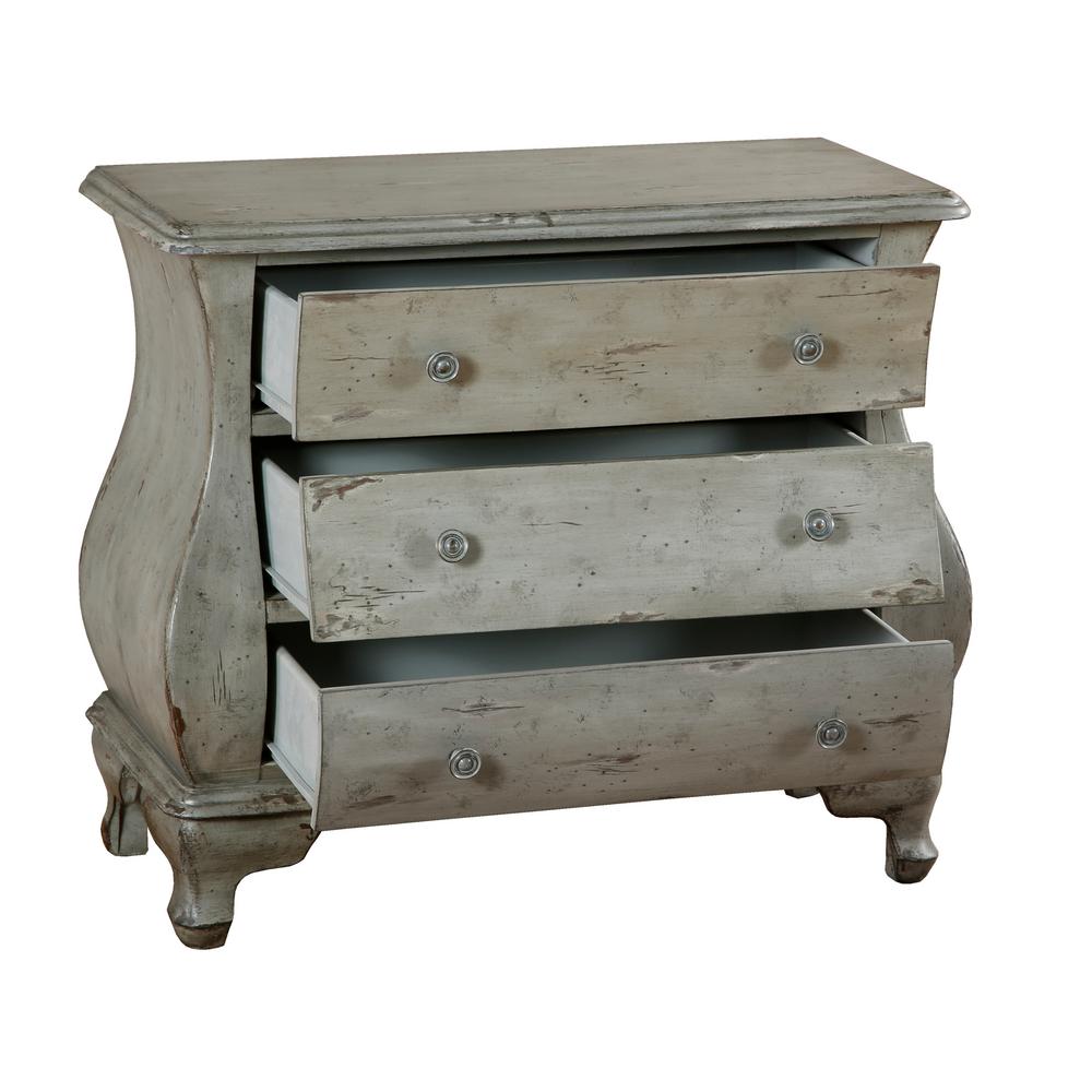 Homefare Distressed Soft Grey 3 Drawer Bombay Chest Ds D229 002