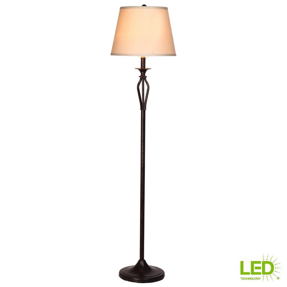 Hampton Bay Rhodes 58 5 In Bronze With Highlights Floor Lamp With