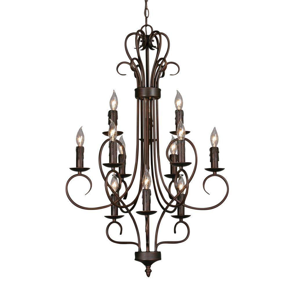 Maddox Collection 12Light Rubbed Bronze 3Tier Chandelier512MPRBZ