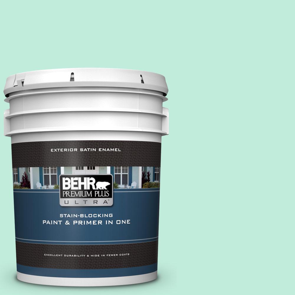 Behr Premium Plus Ultra 5 Gal 470a 2 Seafoam Pearl Satin Enamel 470a 2 Seafoam Pearl Satin Enamel Exterior Paint And Primer In One