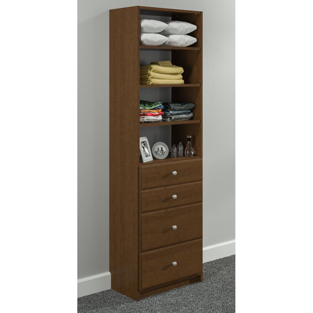 Simplyneu 84 In H X 24 In W Cognac Cherry Drawer And Shelving