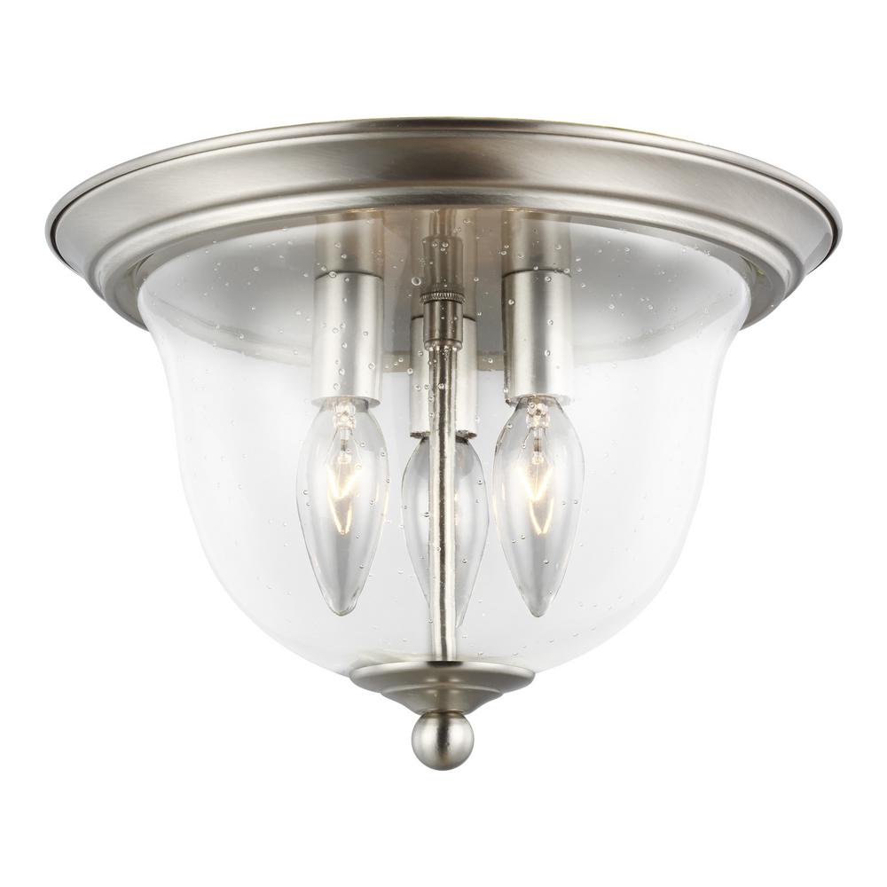 Sea Gull Lighting Belton 3 Light Brushed Nickel Flush Mount Sea Gull Lighting Belton 3 Light Brushed Nickel Flush Mount