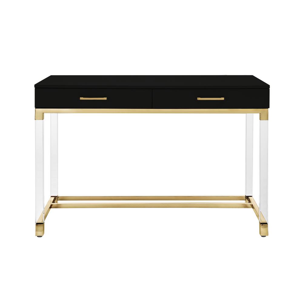 Inspired Home Caspian Black Gold Writing Desk With High Inspired Home Caspian Black Gold Writing Desk With High