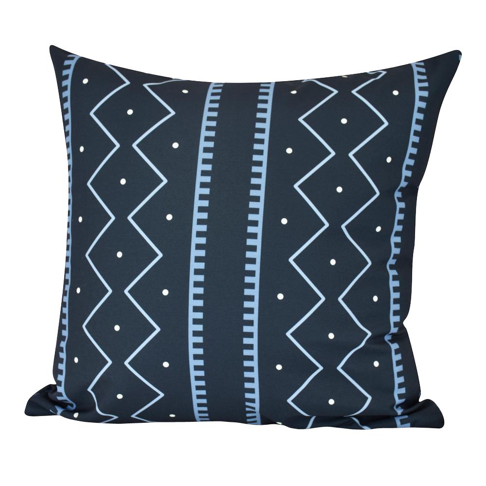 Mudcloth Navy Blue Geometric 18 In X 18 In Throw Pillow