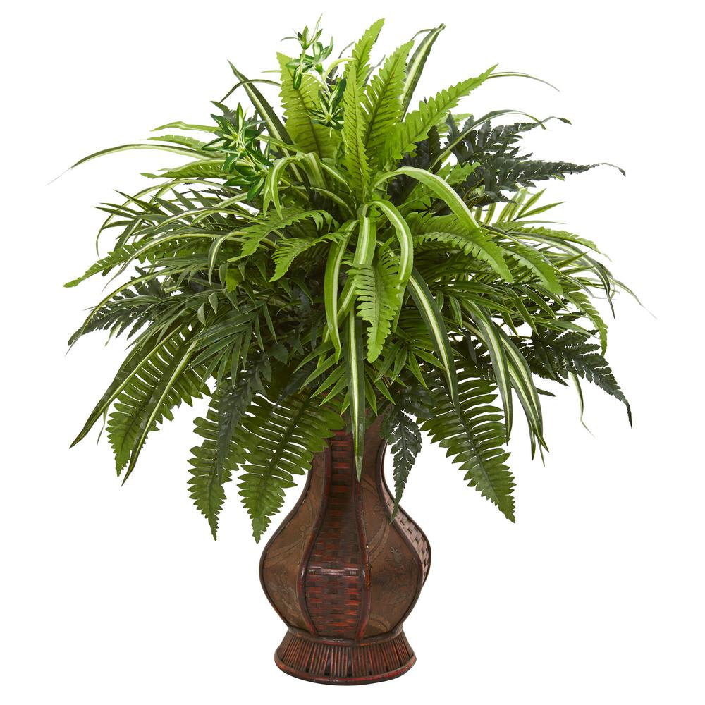 Nearly Natural Indoor 26 Mixed Greens and Fern Artificial Plant in