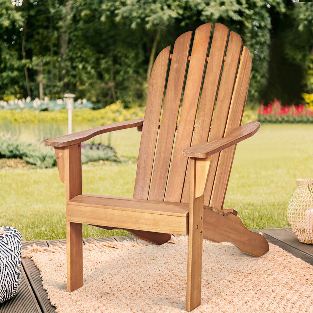 Costway Garden Acacia Wood Adirondack Chair Durable Patio Garden Furniture Op70302or The Home Depot